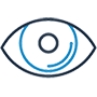 icon of an eye to represent the visual fields testing offered by empire eyewear